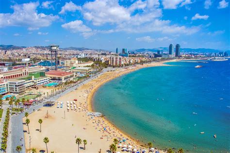 Barceloneta Beach, One of the most popular beaches in Barcelona, known for its lively atmosphere.