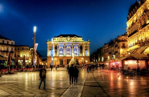 Place de la Comédie, Main square of Montpellier, known for its vibrant atmosphere.